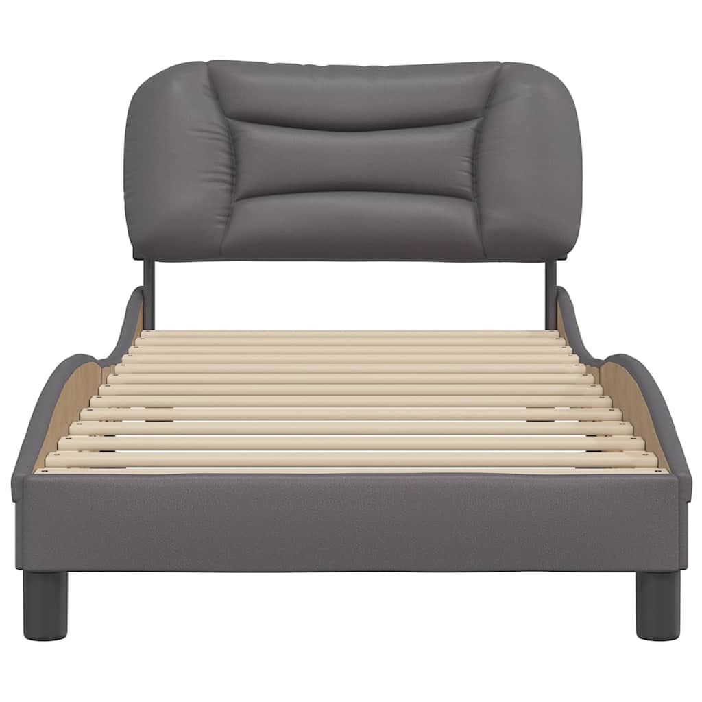 Estrutura de cama sem colchão hvar couro artificial 80x200 cm cinzento