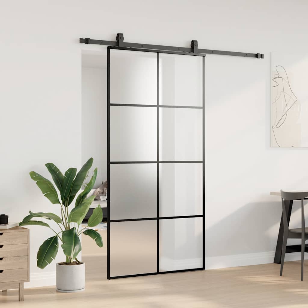 Porta desliz. c/ conj. ferragens 102,5x205cm vidro esg preto