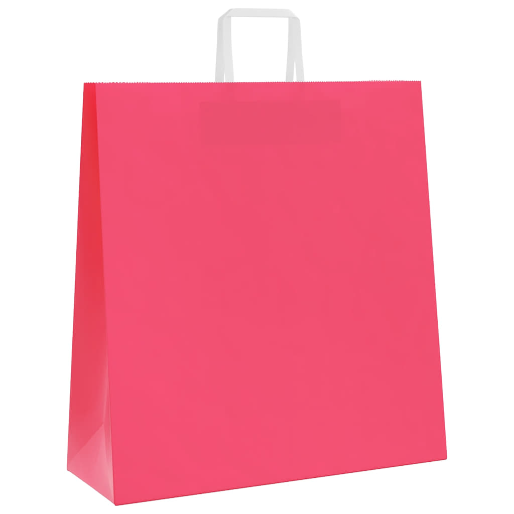 Sacos de papel 50 unid com alças rosa 45x17x48 cm