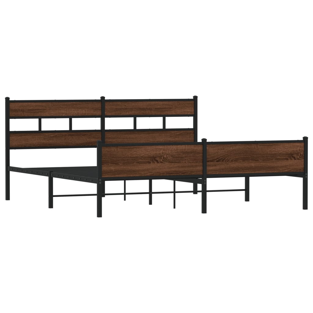 Estrutura cama sem colchão 183x213 cm metal carvalho castanho