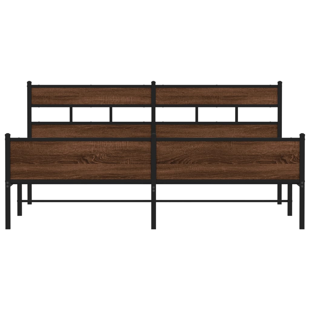 Estrutura cama sem colchão 183x213 cm metal carvalho castanho