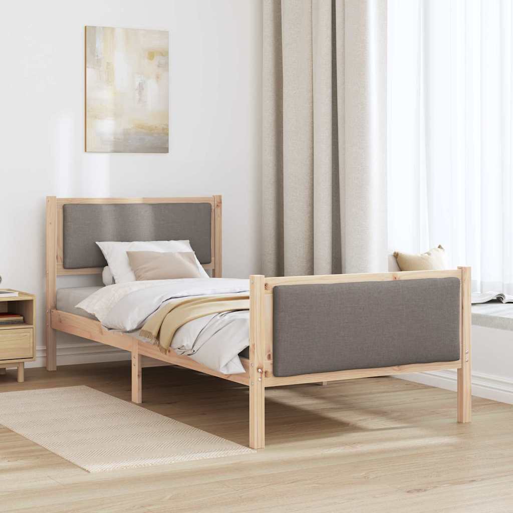 Estrutura da cama cinzento-acastanhado 90 x 190 cm tecido