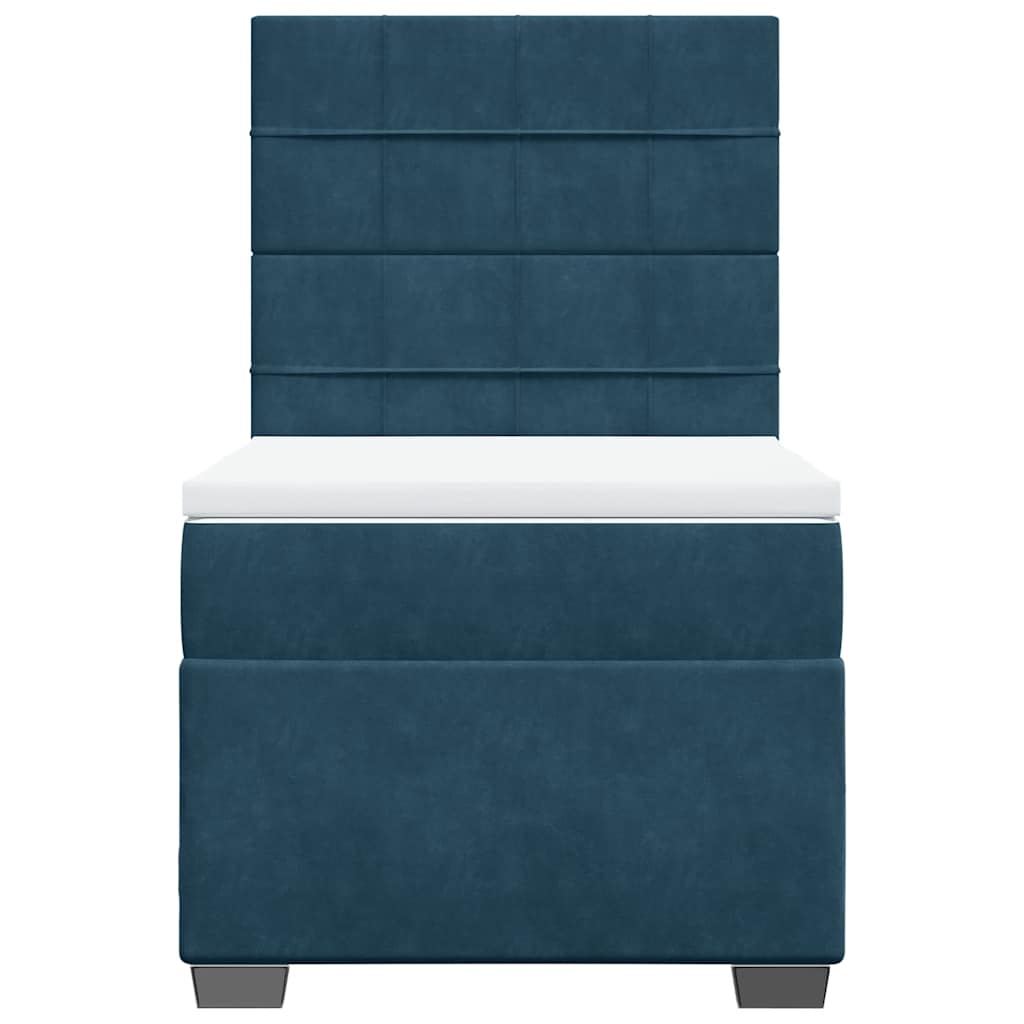 Cama boxspring com colchão 90x200 cm veludo azul