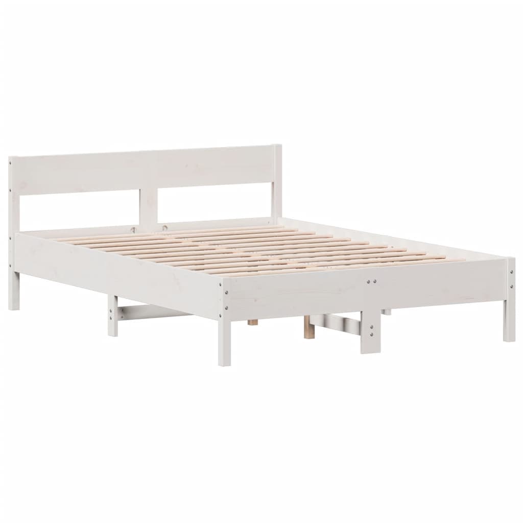 Cama sem colchão 140x190 cm madeira de pinho maciça branco