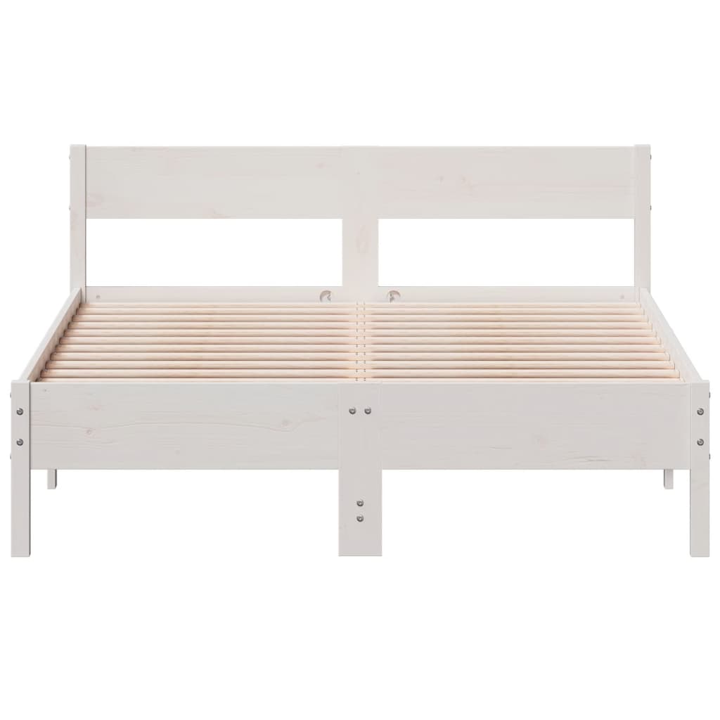 Cama sem colchão 140x190 cm madeira de pinho maciça branco