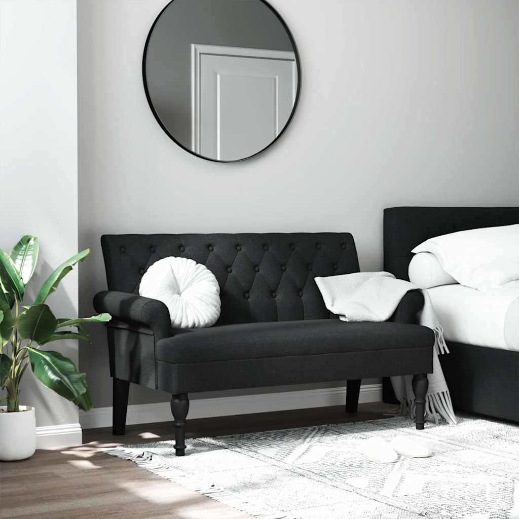 Banco com encosto preto 120x62x75,5 cm tecido