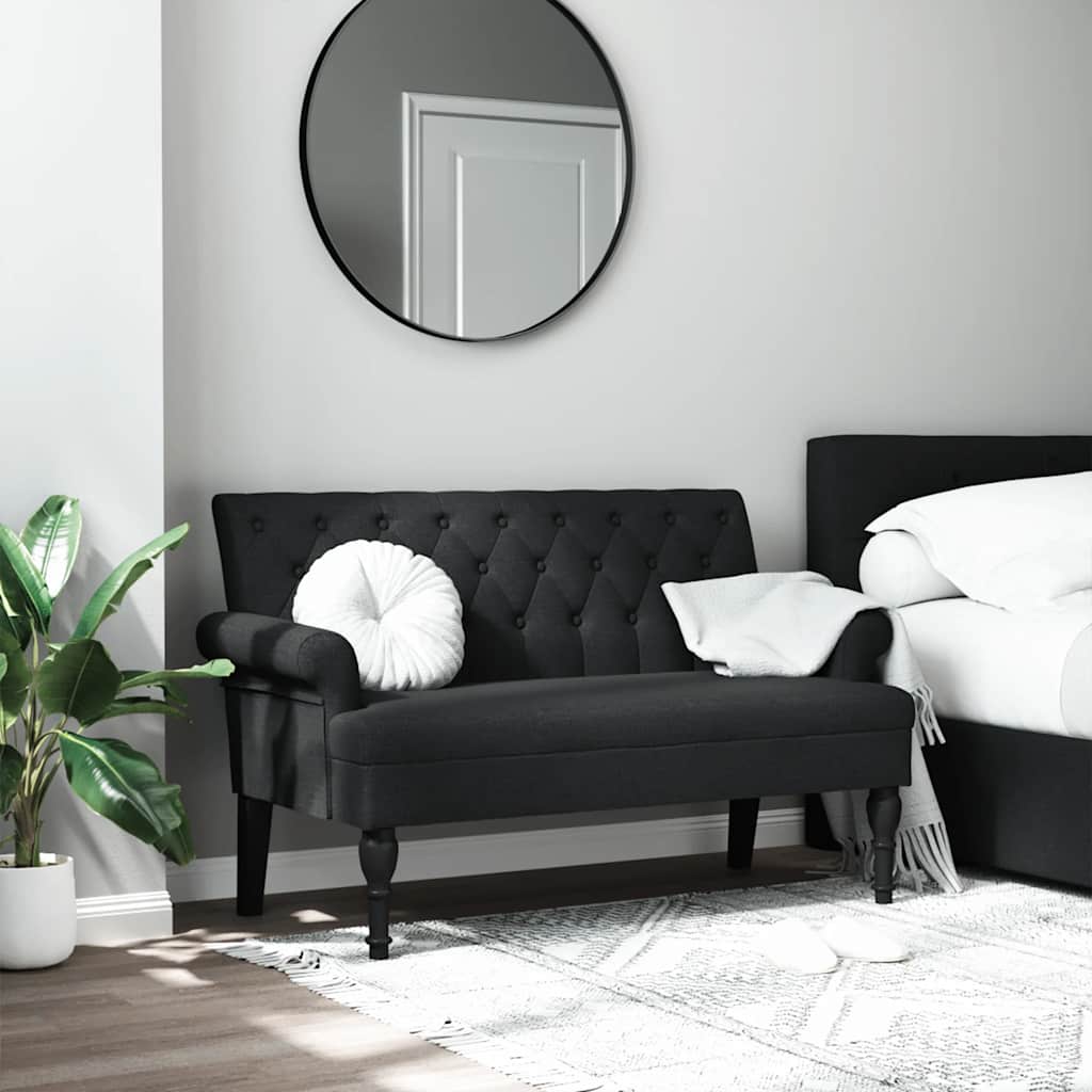 Banco com encosto preto 120x62x75,5 cm tecido