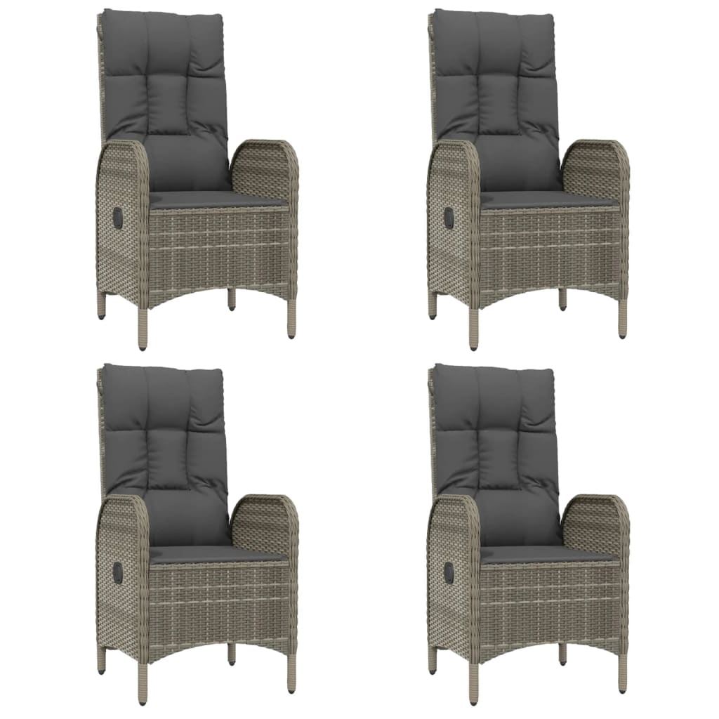 7 Pcs conjunto de jantar p/ jardim c/ almofadões vime PE cinza