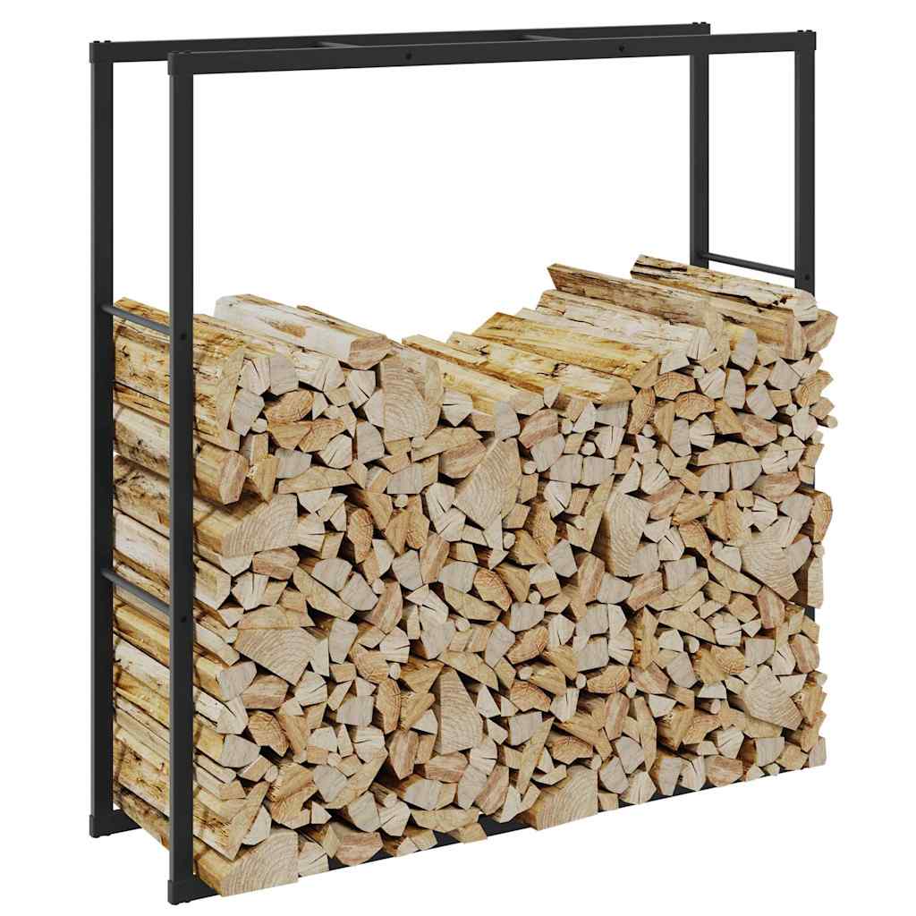 Suporte para lenha 110x30x116 cm aço preto