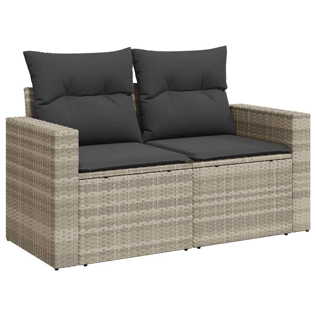 6 Pcs conj. sofás jardim com almofadões vime PE cinzento-claro
