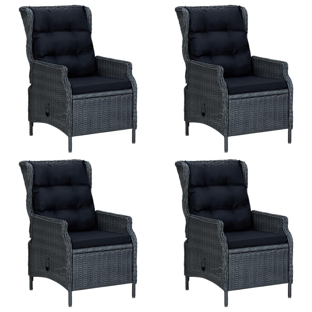 5 Pcs conjunto de jantar para jardim cinzento-escuro