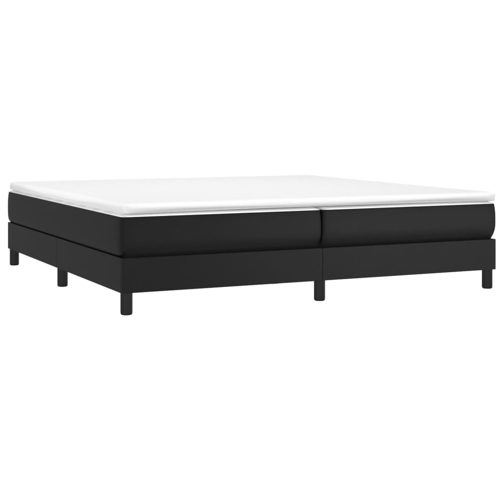 Cama com molas/colchão 200x200 cm couro artificial preto
