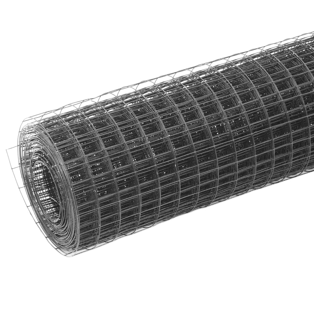 Cerca arame galinheiro 10x1 m aço c/ revestimento PVC cinzento