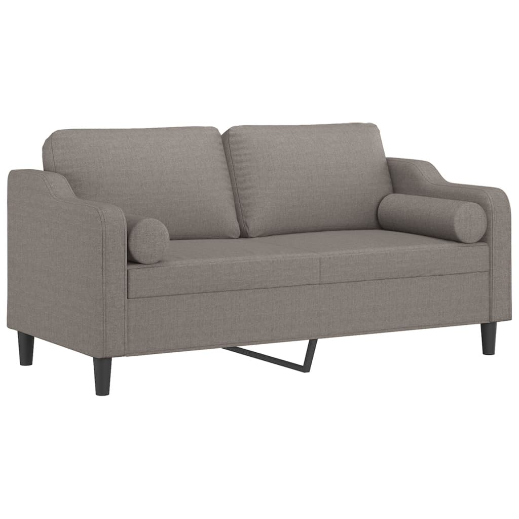 Sofá 2 lug. +almofadas decoração 140cm tecido cinza-acastanhado