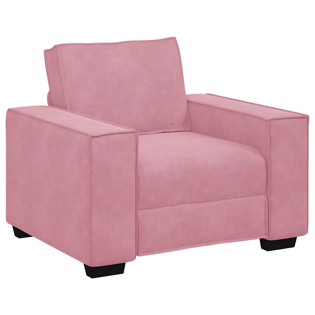 Conjunto de sofá de 3 peças com almofadas em veludo rosa