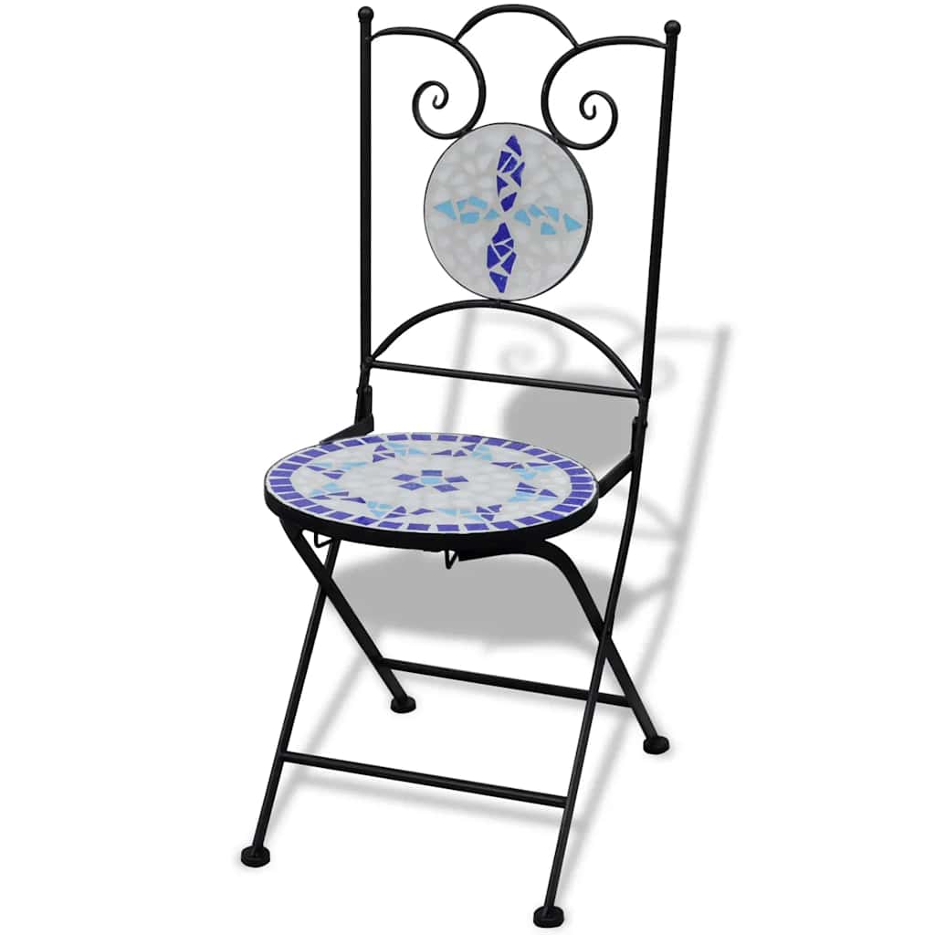 Cadeiras de bistrô dobráveis 2 pcs cerâmica azul e branco