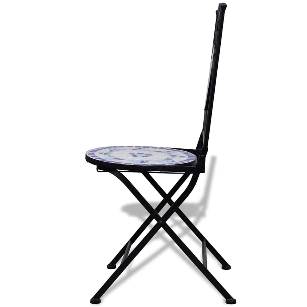Cadeiras de bistrô dobráveis 2 pcs cerâmica azul e branco