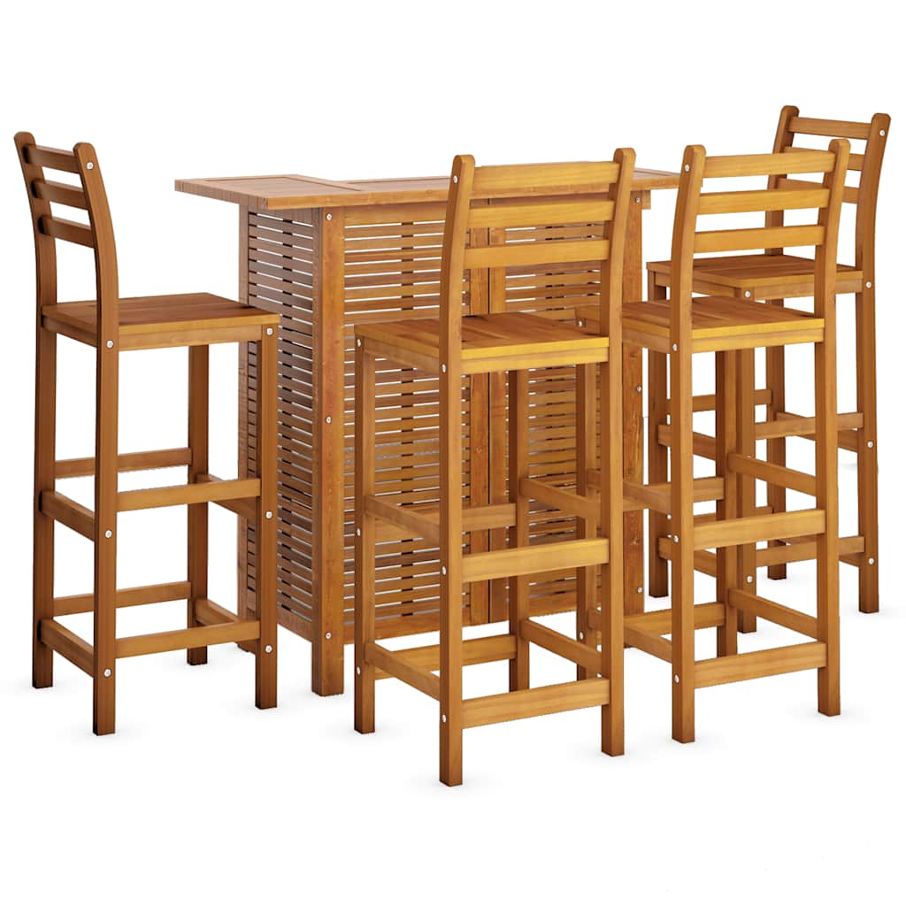 5 Pcs conjunto de bar para jardim madeira de acácia maciça