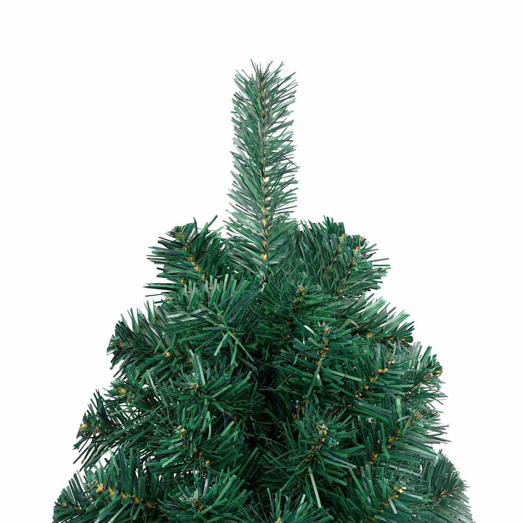 Meia árvore natal artificial pré-iluminada c/ bolas verde