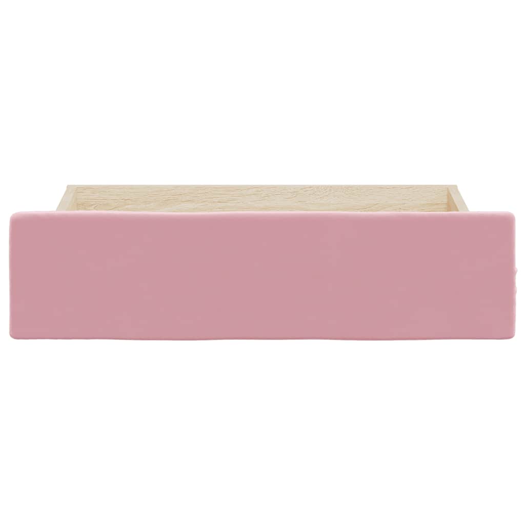 Gavetas de cama 2 pcs derivados de madeira e veludo rosa