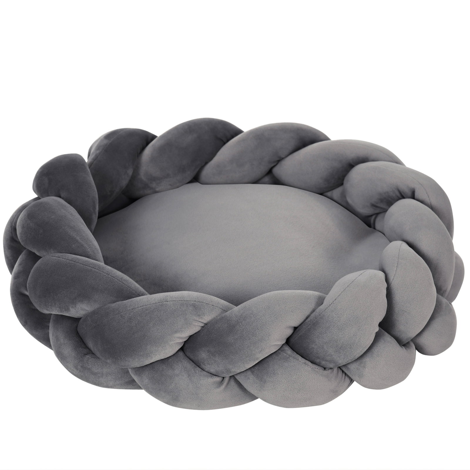 Cama para cães pequenos lavável cama para animais de estimação redonda com almofada independente 55x55x14 cm cinza