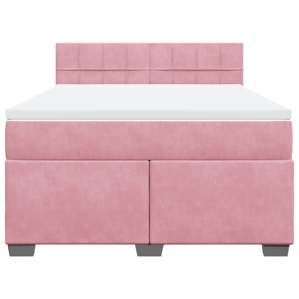 Cama com molas/colchão 160x200 cm veludo rosa