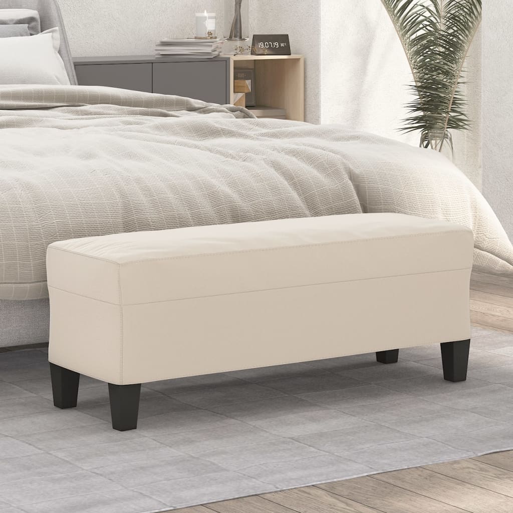 Banco 100x35x41 cm tecido de microfibra creme