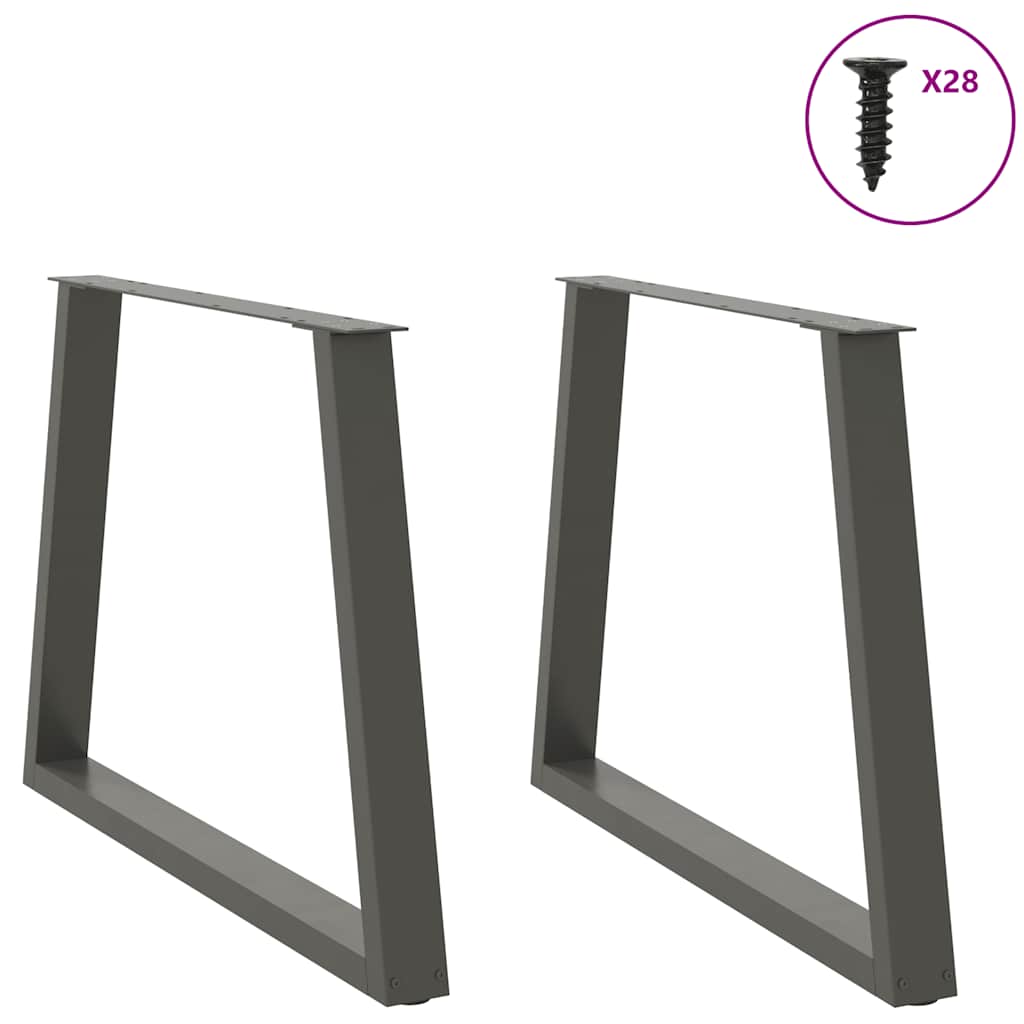 Pés para mesa de jantar em forma de v, 2 peças, antracite, 100x(72-73,3) cm, aço
