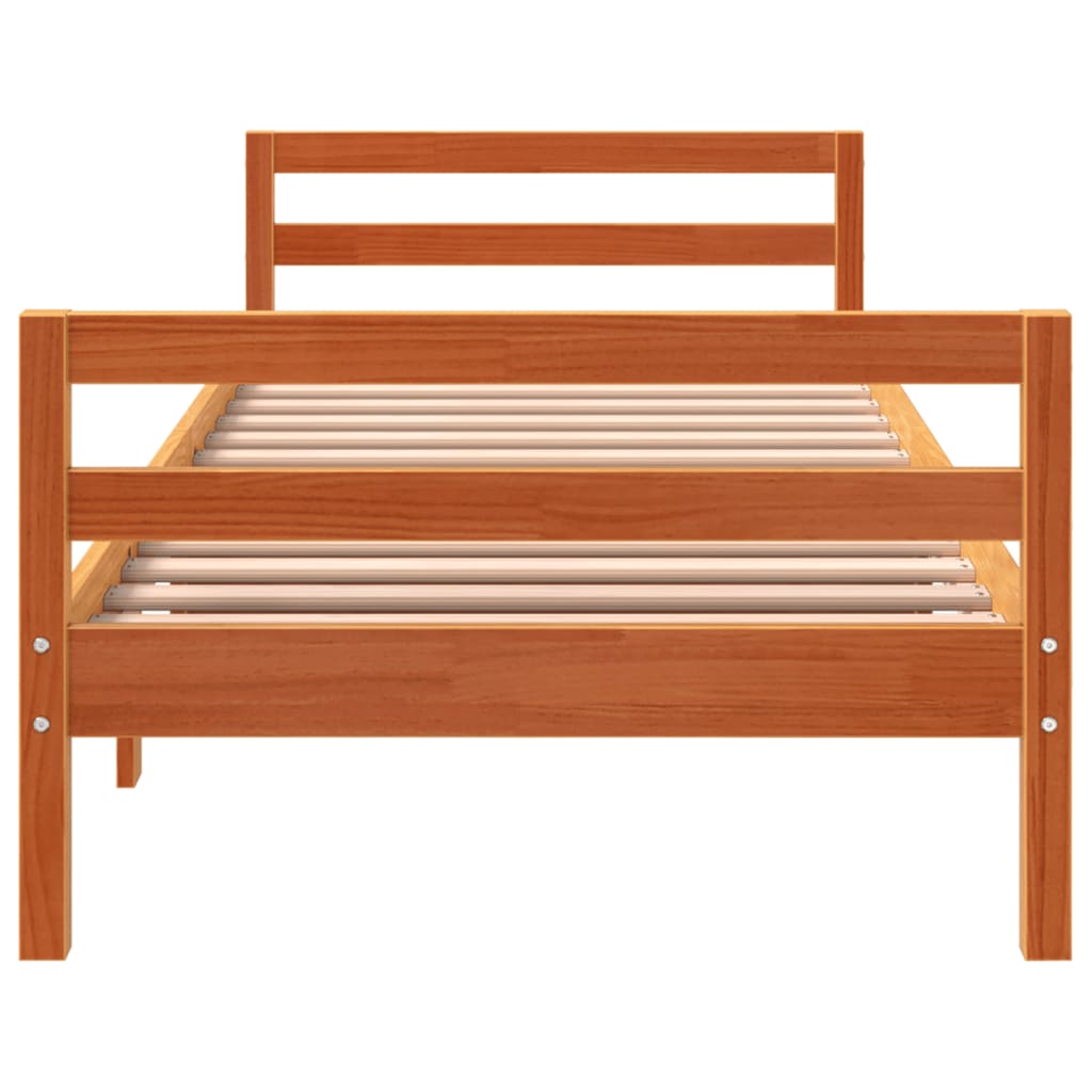 Cama sem colchão 90x200 cm pinho maciço castanho-mel