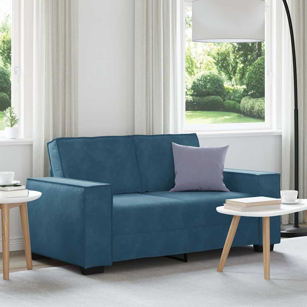 Sofá de 2 lugares veludo 160x78x84 cm azul
