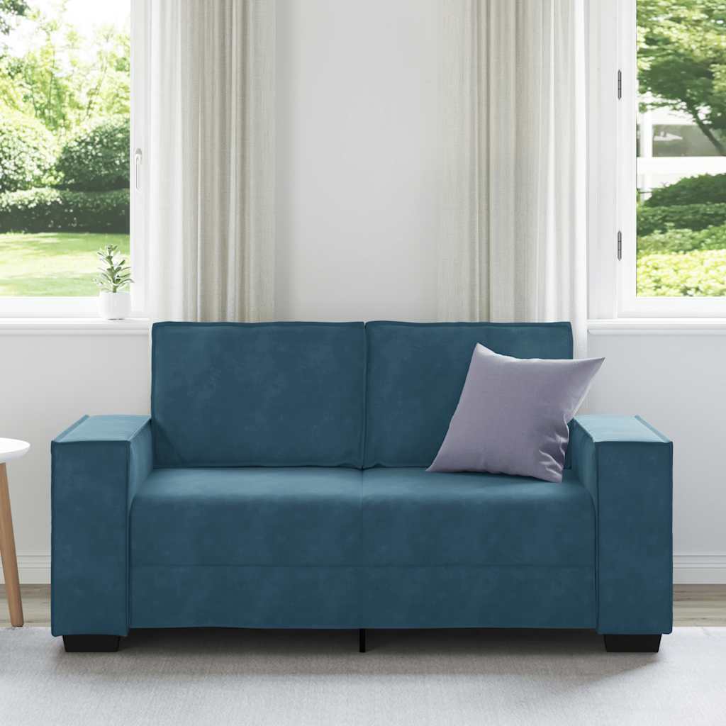 Sofá de 2 lugares veludo 160x78x84 cm azul