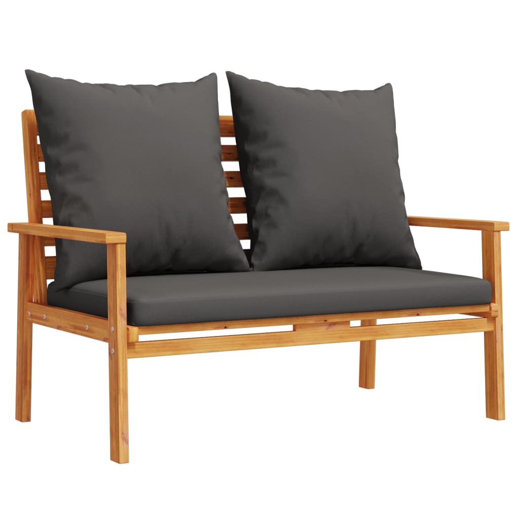 3 Pcs conjunto lounge de jardim c/ almofadões acácia maciça