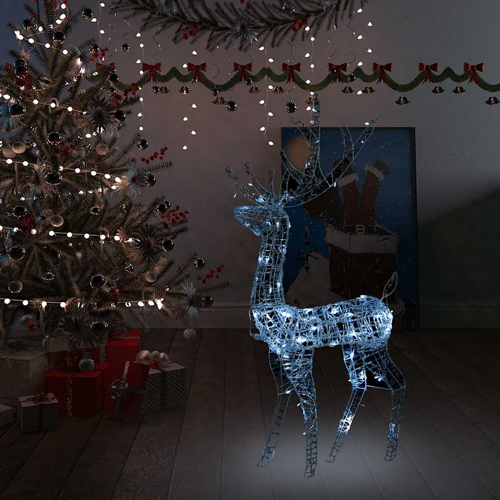 Rena decorativa de natal 140 leds 128 cm acrílico branco frio