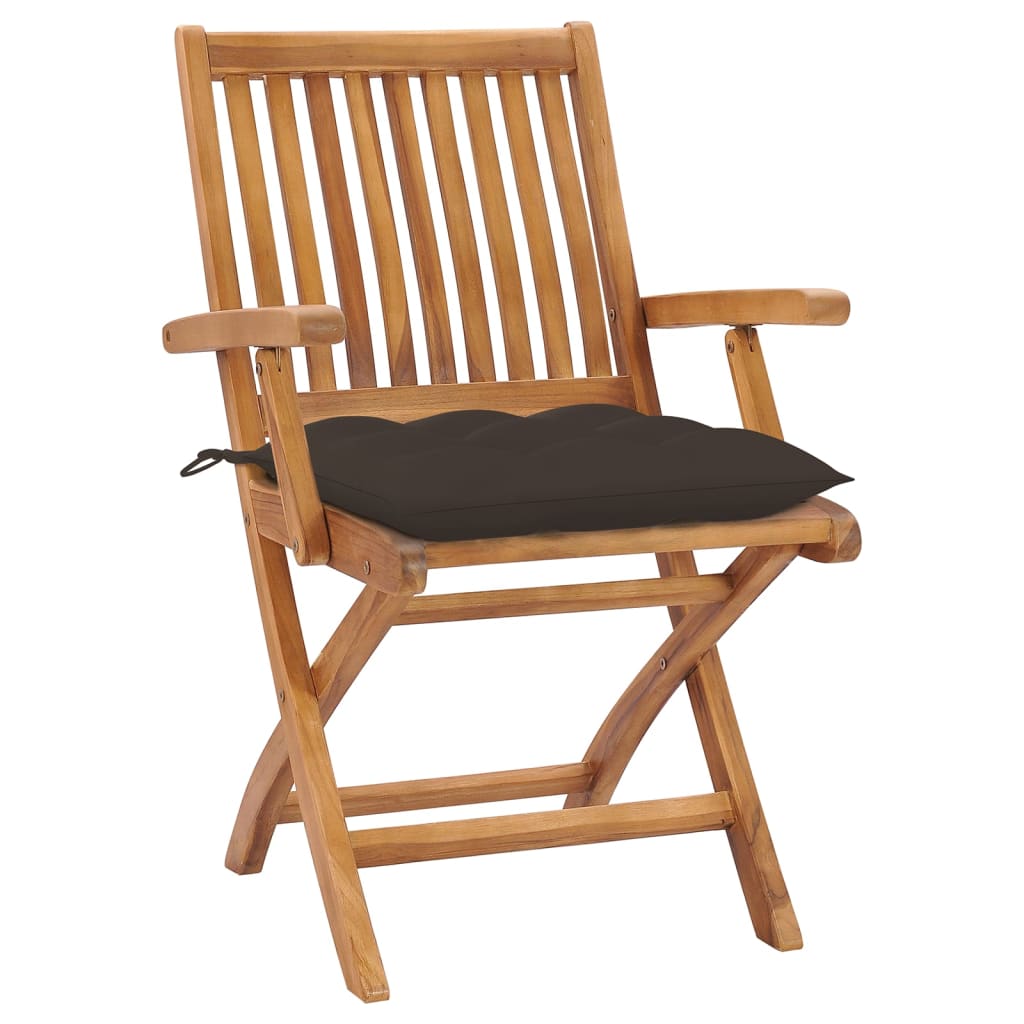 Cadeiras de jardim dobráveis c/ almofadões 4 pcs teca maciça