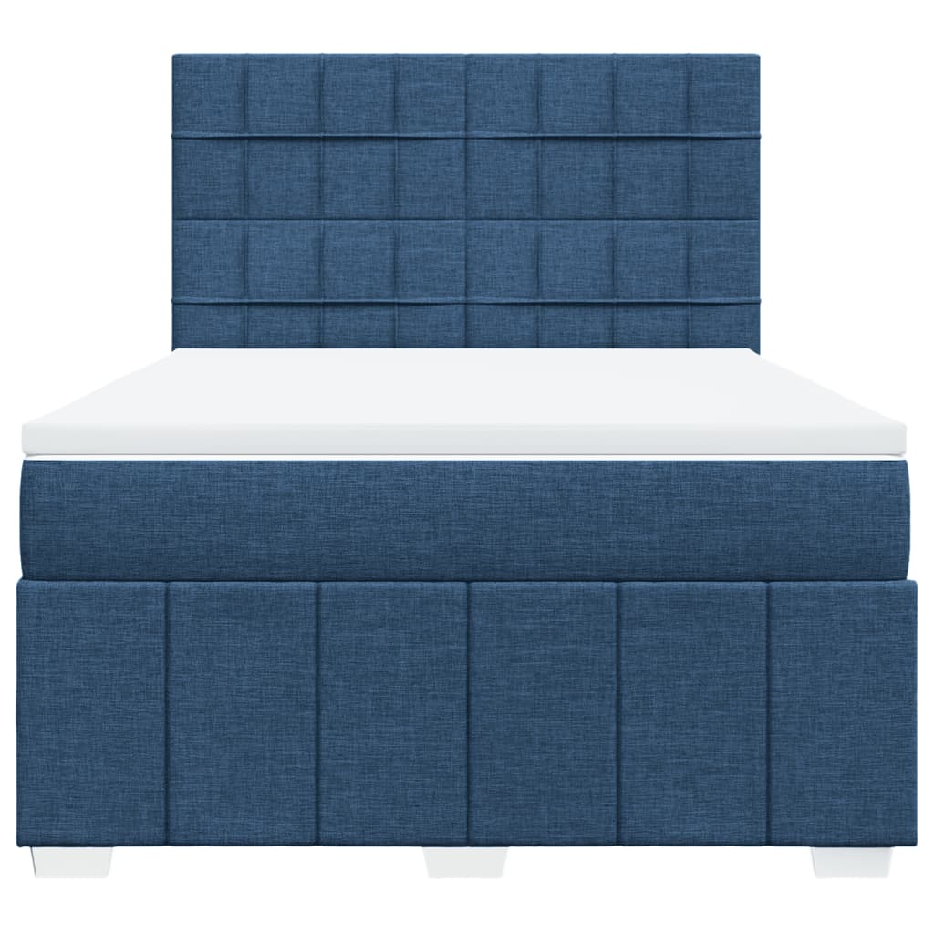 Cama com molas/colchão 160x200 cm tecido azul