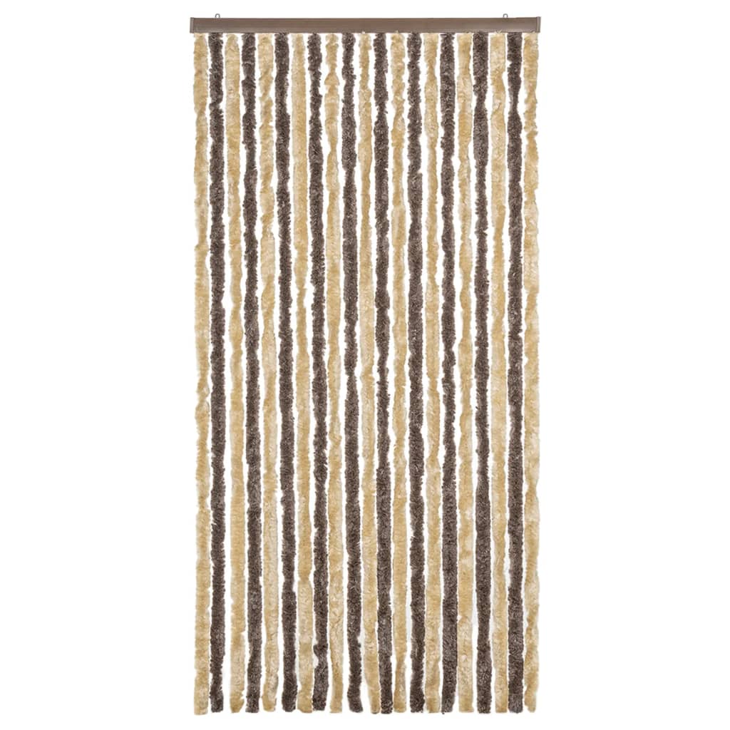 Cortina anti-insetos 90x200 cm chenille castanho-escuro e bege
