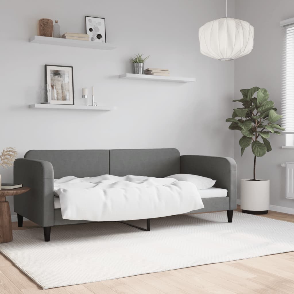 Sofá-cama 90x190 cm tecido cinzento-escuro