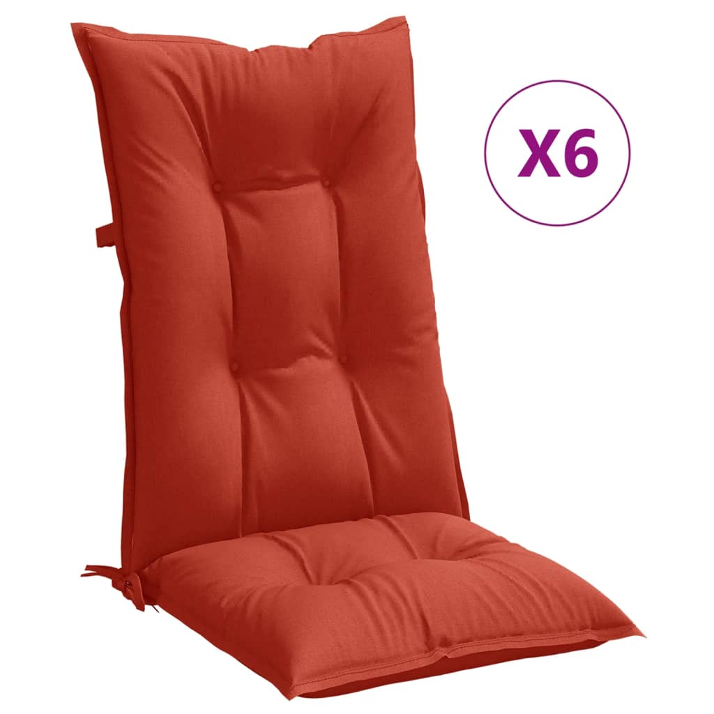 Almofadões cadeiras altas 6 pcs mesclado tecido vermelho