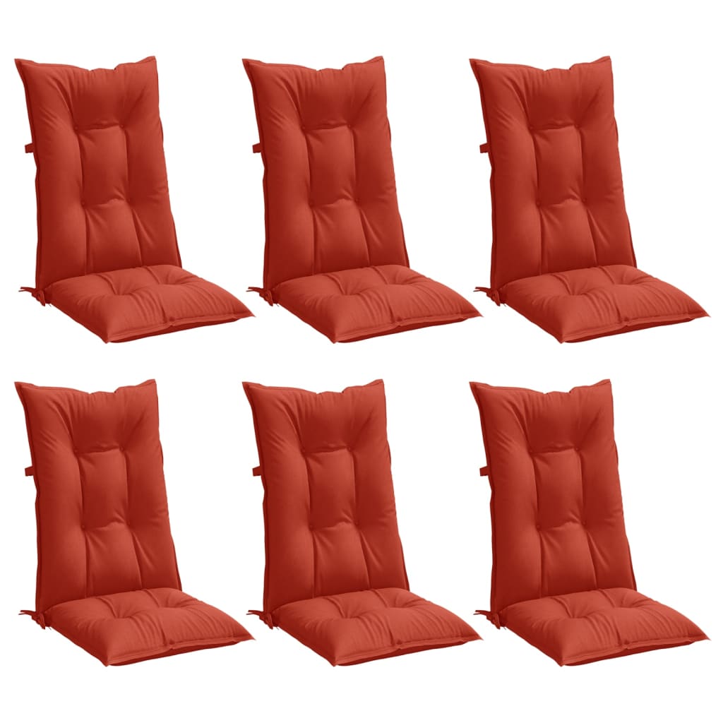 Almofadões cadeiras altas 6 pcs mesclado tecido vermelho