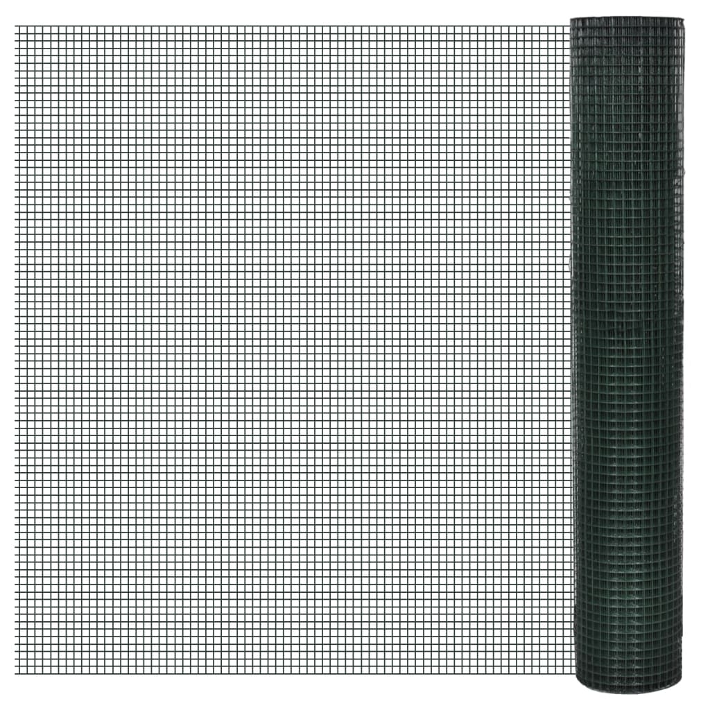 Cerca arame p/ galinheiro c/ revestimento PVC 10x1 m aço verde