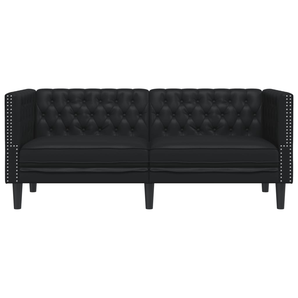 Sofá chesterfield 2 lugares couro artificial preto