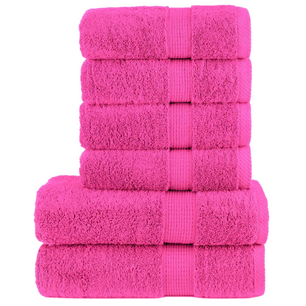 6Pcs conjunto toalhas banho premium solund 600 gsm rosa