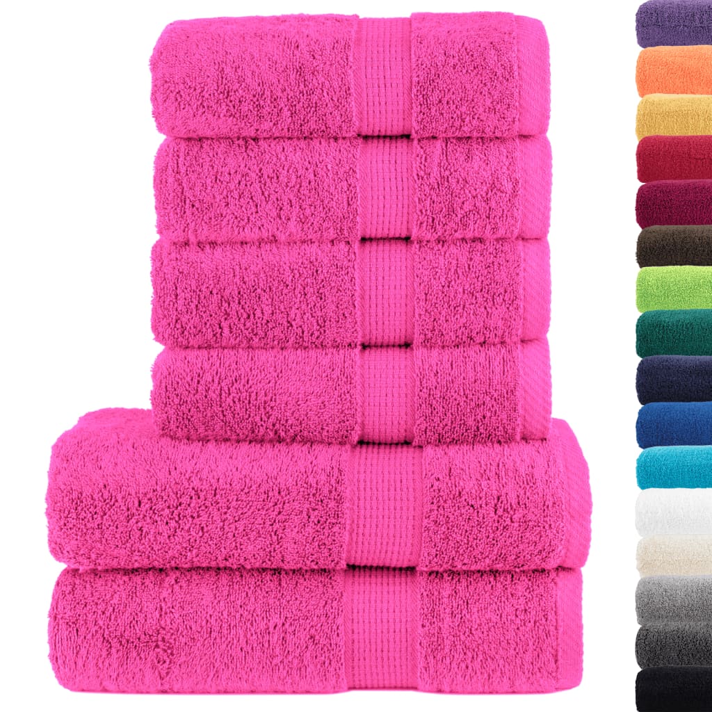 6Pcs conjunto toalhas banho premium solund 600 gsm rosa