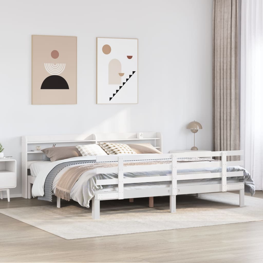 Estrutura de cama c/ cabeceira sem colchão 180x200 cm branco