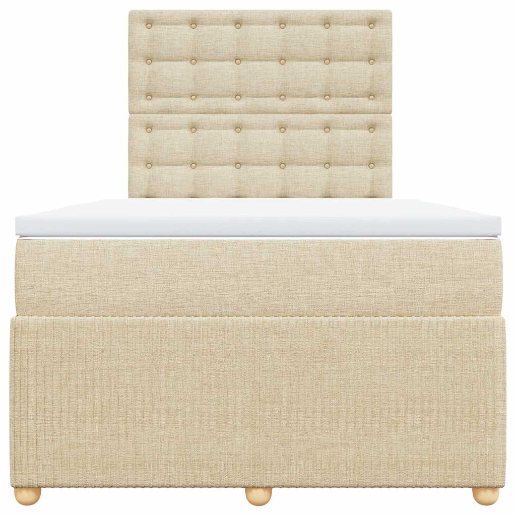 Cama boxspring com colchão 120x190 cm tecido cor creme