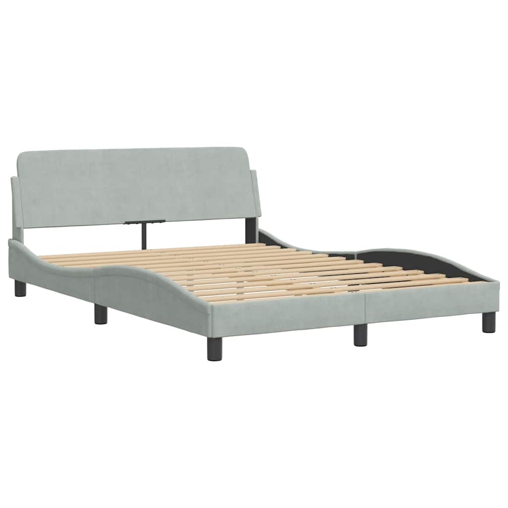 Estrutura de cama dover 140x200 cm veludo cinzento-claro