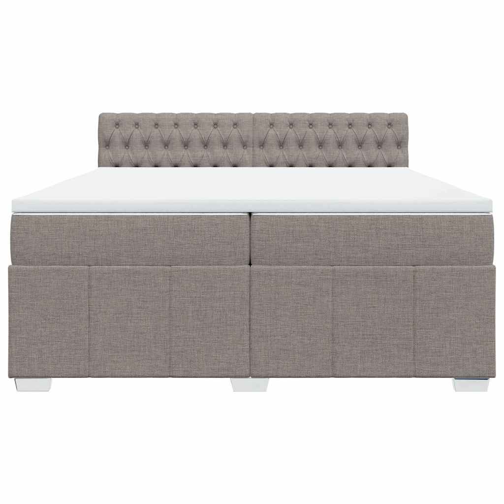 Cama com molas/colchão 200x200 cm tecido castanho-acinzentado