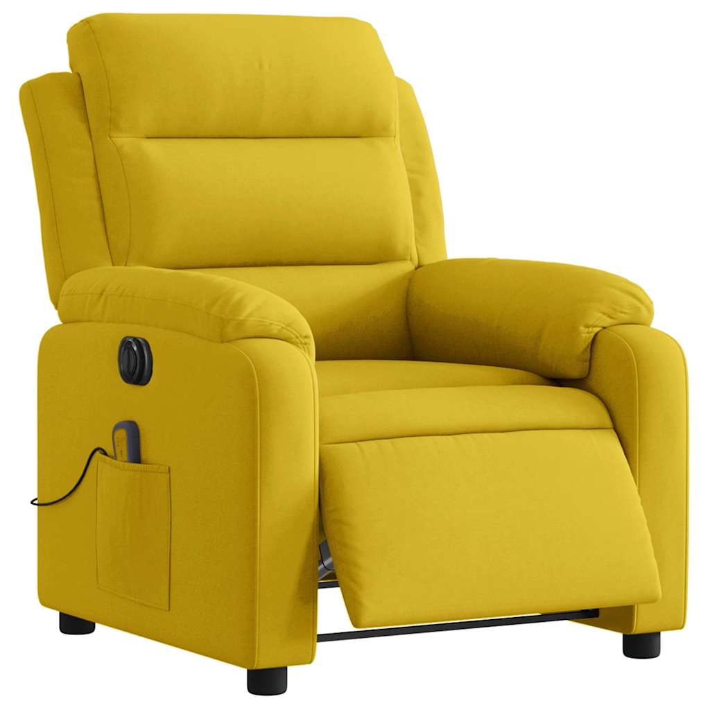 Poltrona de massagens reclinável elétrica veludo amarelo