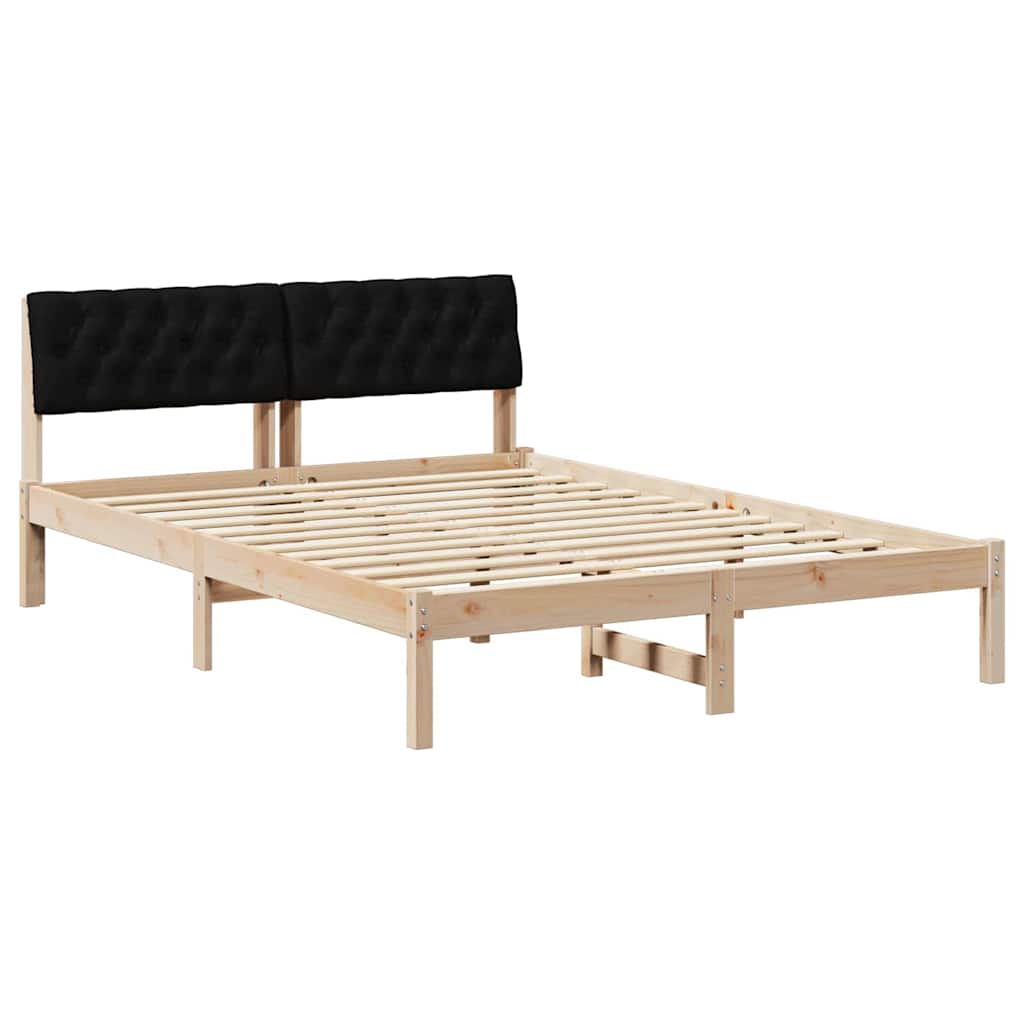 Estrutura da cama com cabeceira castanho e preto 140 x 200 cm