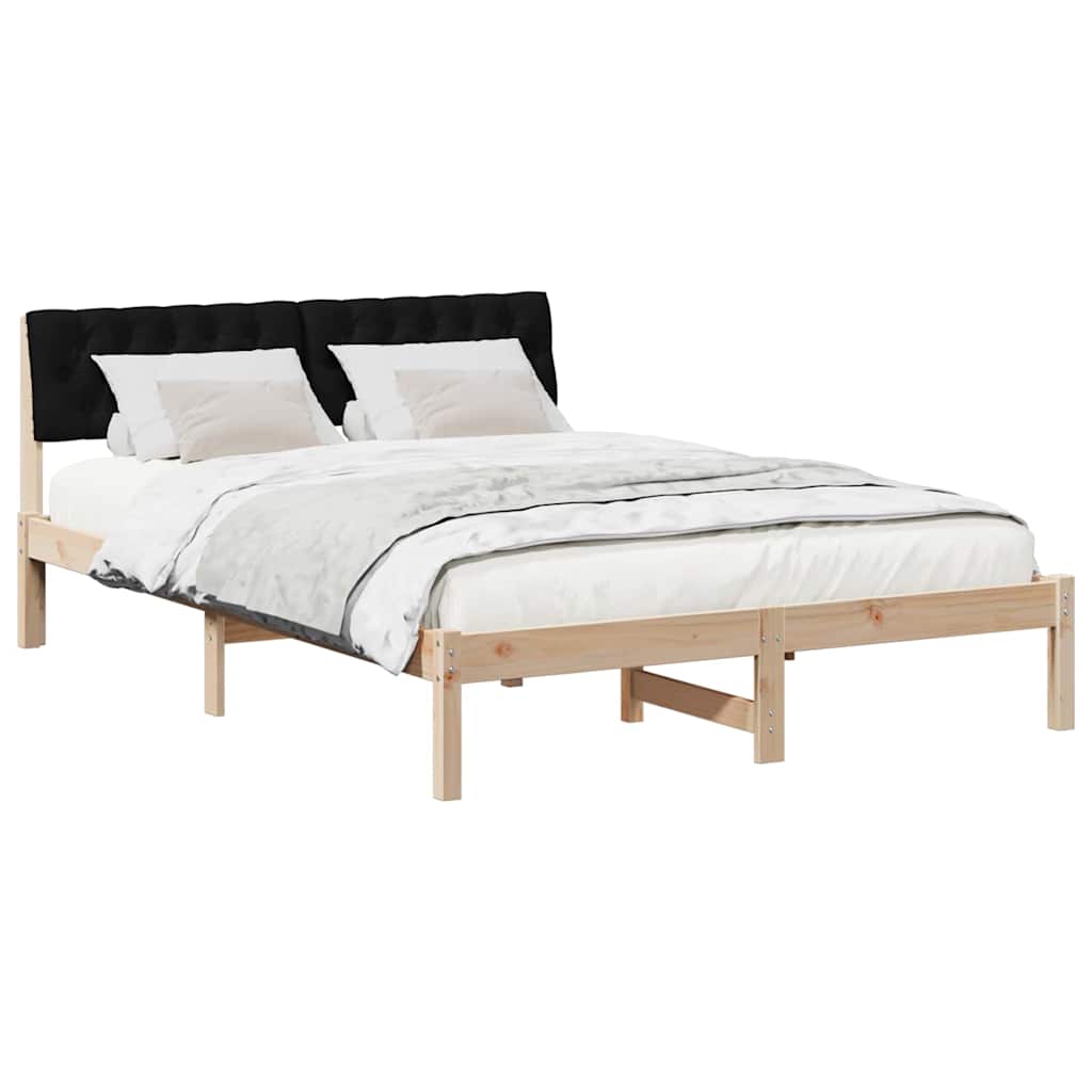 Estrutura da cama com cabeceira castanho e preto 140 x 200 cm